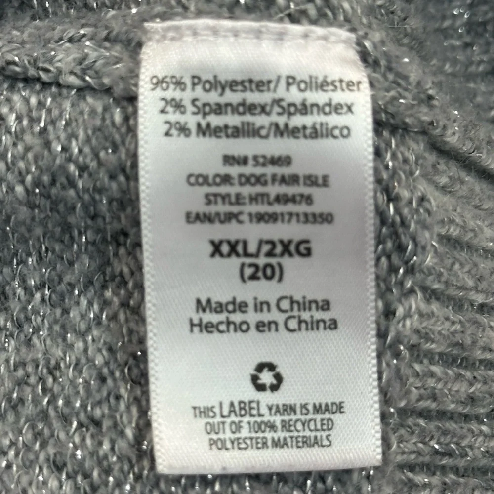 Holiday Time Dog Fair Isle Christmas Ugly Sweater XXL 20 Gray Metallic - Picture 9 of 16